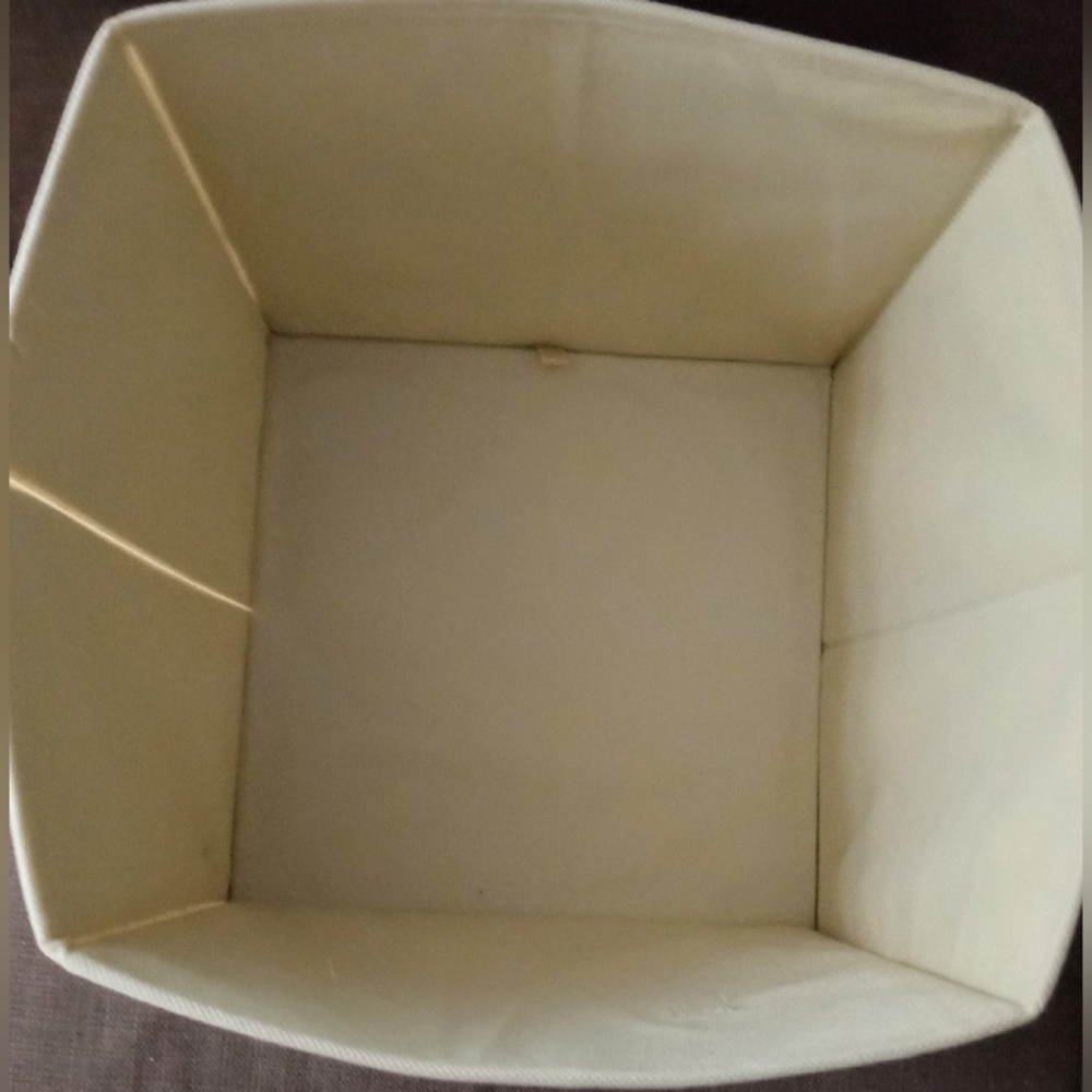 2/$10 Neutral Beige Weave Front Fabric Collapsible Storage Bin - Picture 2 of 9
